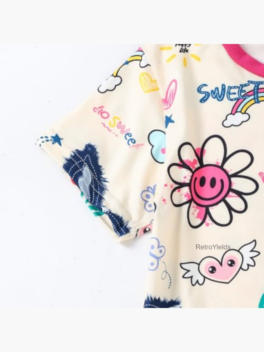Girls Butterfly Print T-Shirt and Shorts Set Summer Outfit - Picture 5 of 7